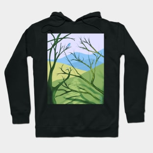 Blue mountain bird Hoodie